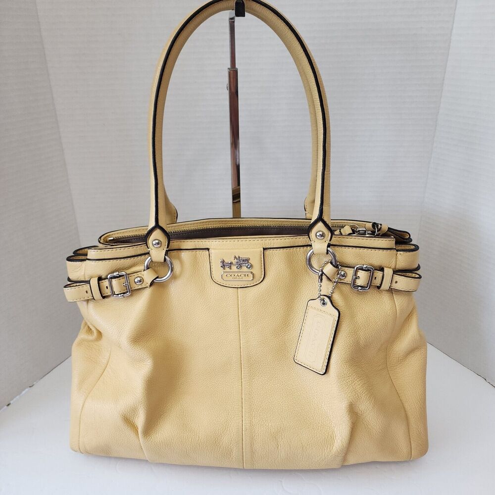 Coach Madison Kara Handbag Canary Yellow Pebbled  Leather  M1220-22262